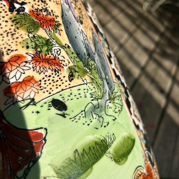 Vintage 25.5" Large Chinese Vase Geishas Hand Painted Porcelain Tall Chinoiserie - Picture 11 of 16